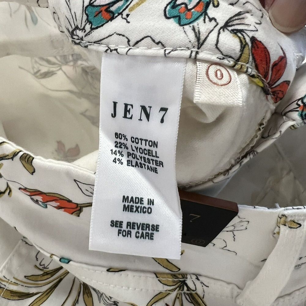 Jen 7 by 7 for‎ All Mankind Floral Print Denim Jeans Cropped Skinny Size 0 NEW - Picture 4 of 9